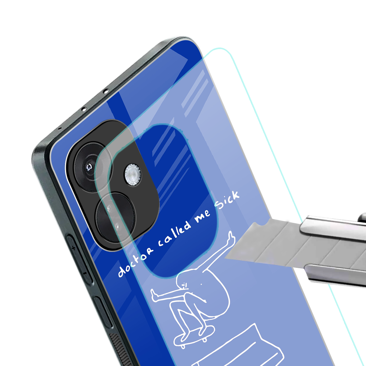 sick skateboarder blue doodle back phone cover | glass case for oneplus nord ce 3