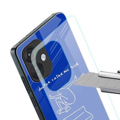 sick skateboarder blue doodle back phone cover | glass case for oneplus nord ce 3