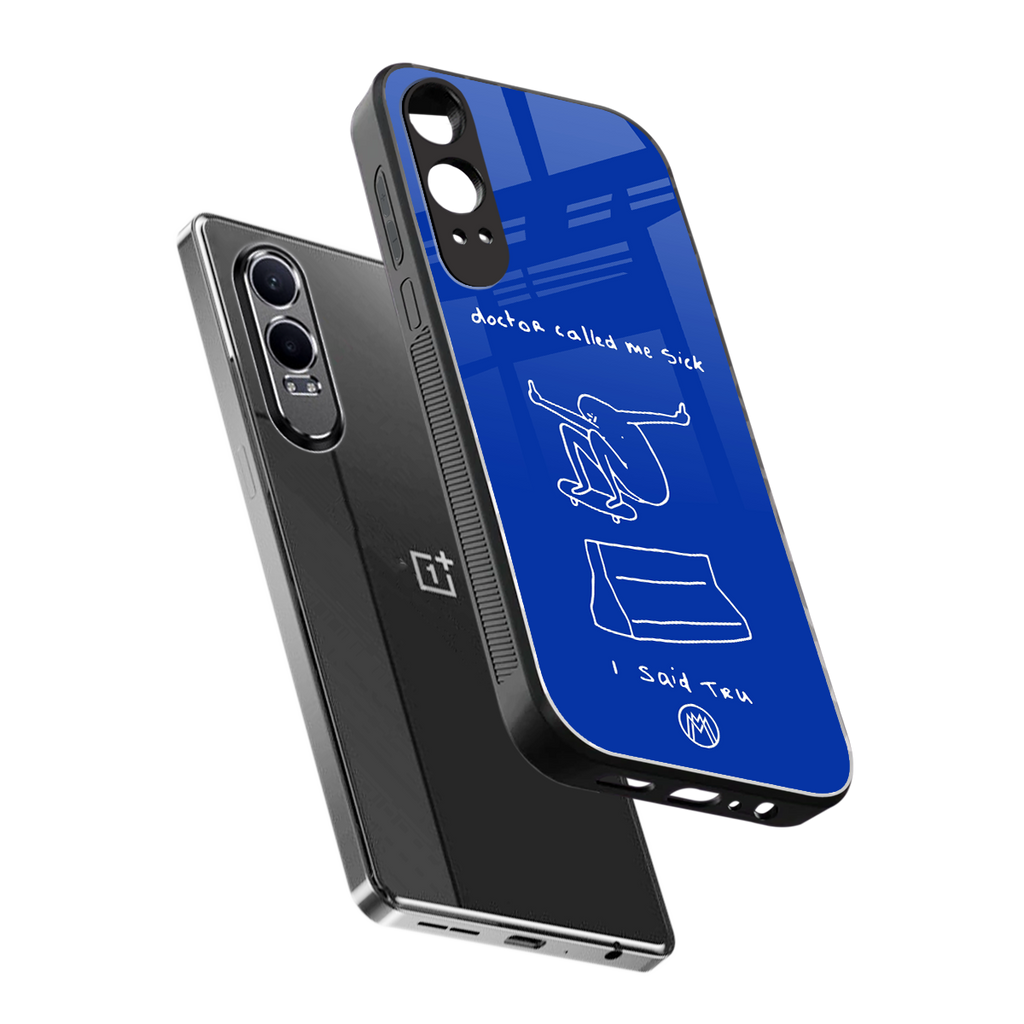sick skateboarder blue doodle back phone cover | glass case for oneplus nord ce 4 lite