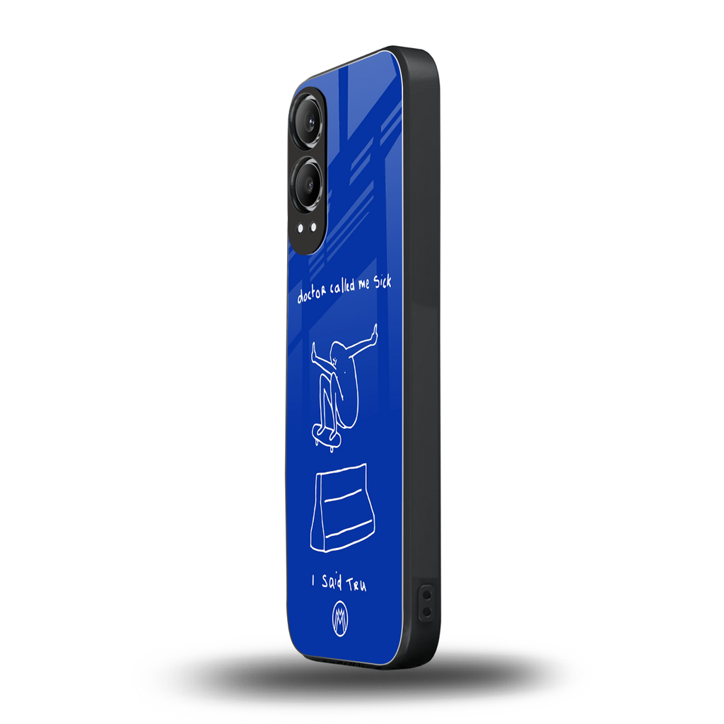 sick skateboarder blue doodle back phone cover | glass case for oneplus nord ce 4 lite