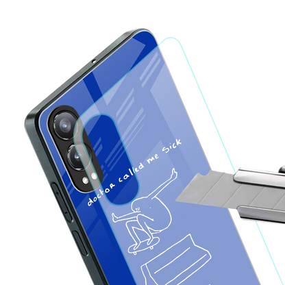 sick skateboarder blue doodle back phone cover | glass case for oneplus nord ce 4 lite