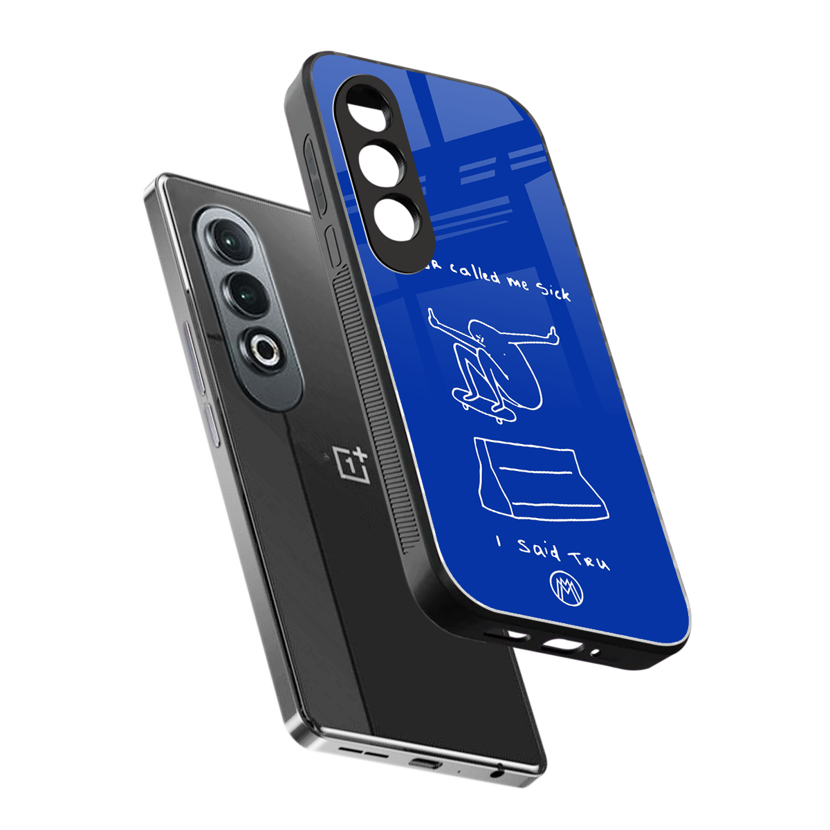 sick skateboarder blue doodle back phone cover | glass case for oneplus nord ce 4
