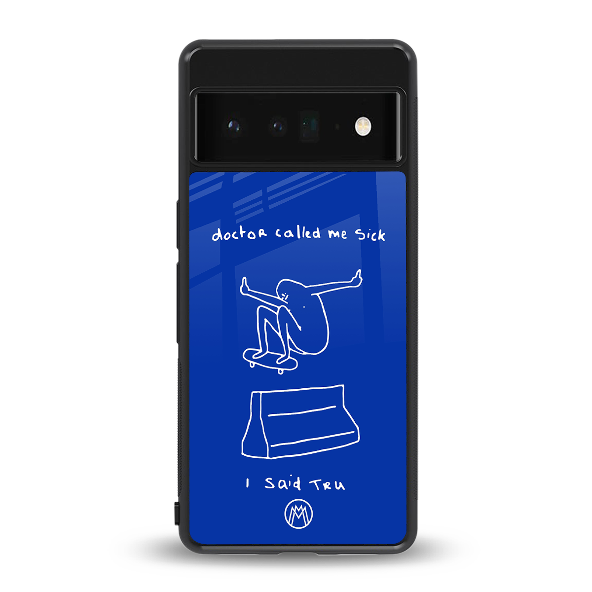 sick skateboarder blue doodle back phone cover | glass case for google pixel 6 pro