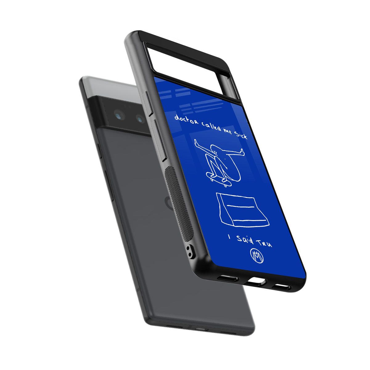 sick skateboarder blue doodle back phone cover | glass case for google pixel 6 pro