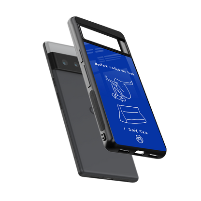 sick skateboarder blue doodle back phone cover | glass case for google pixel 6 pro