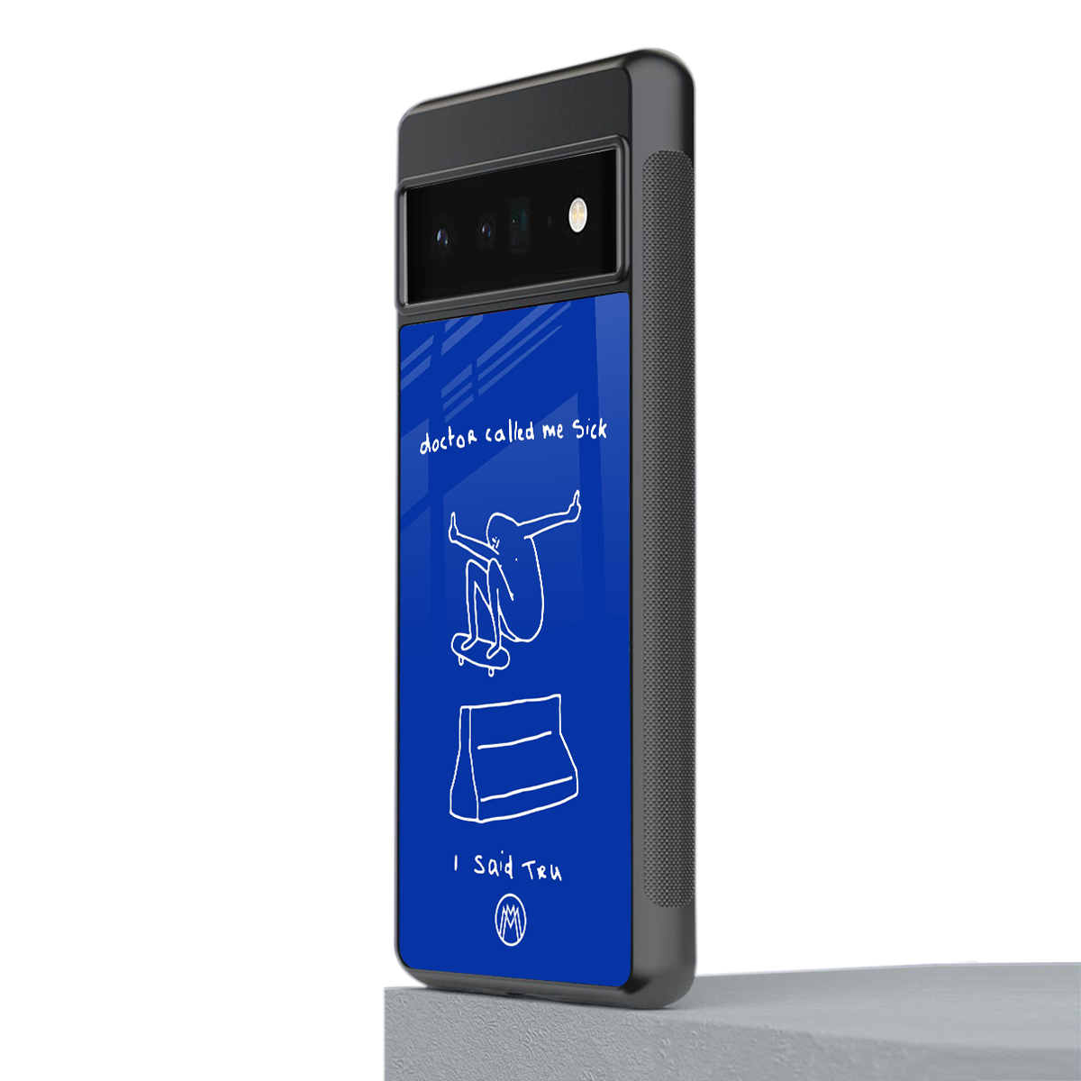 sick skateboarder blue doodle back phone cover | glass case for google pixel 6 pro