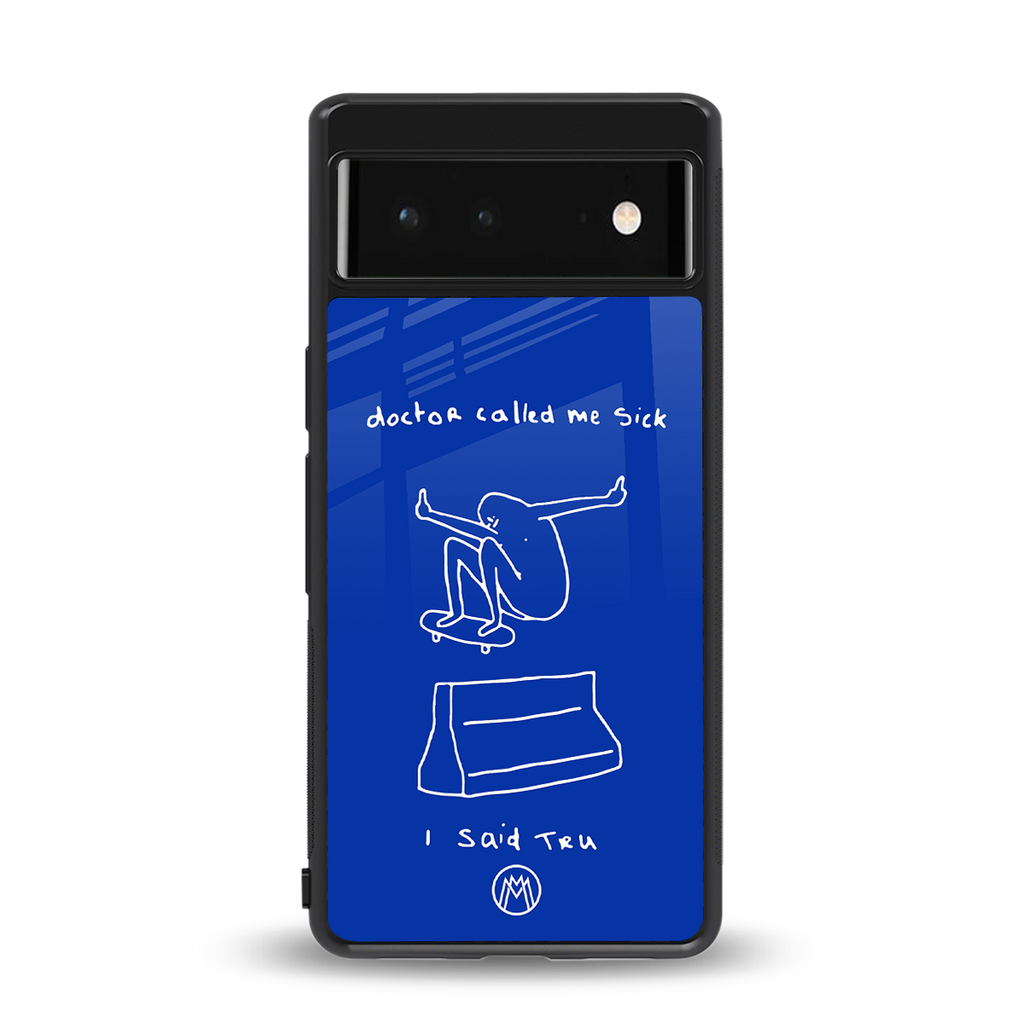 sick skateboarder blue doodle back phone cover | glass case for Google Pixel 6A