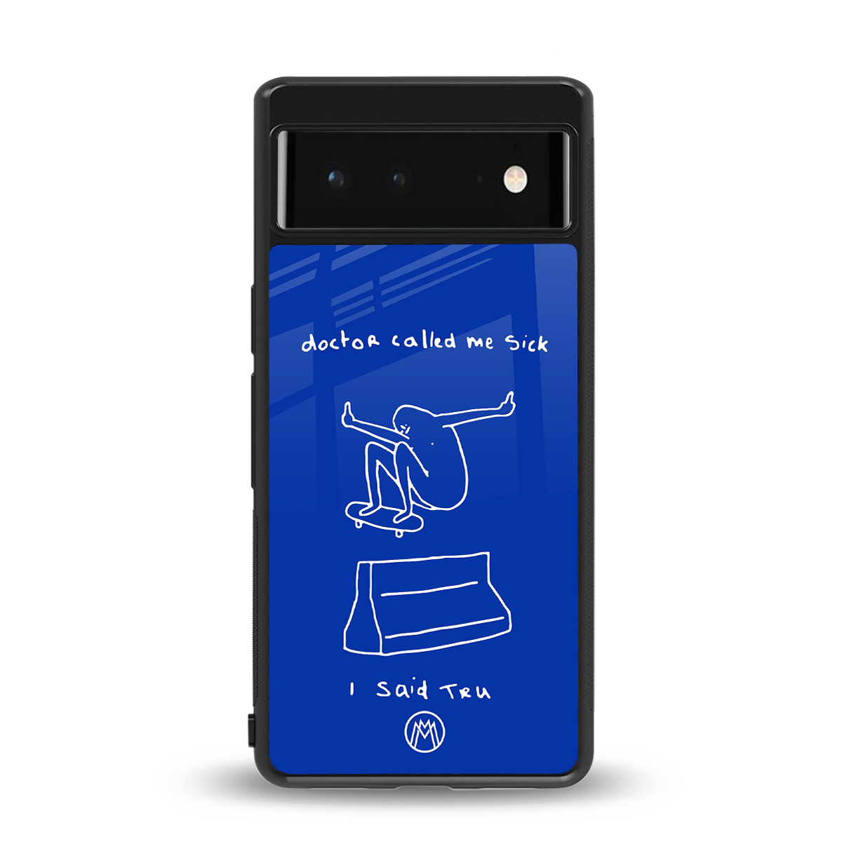 sick skateboarder blue doodle back phone cover | glass case for Google Pixel 6A