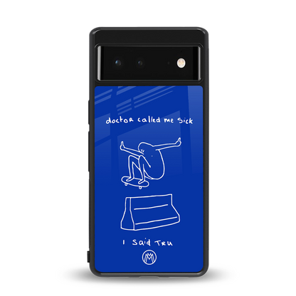 sick skateboarder blue doodle back phone cover | glass case for Google Pixel 6A