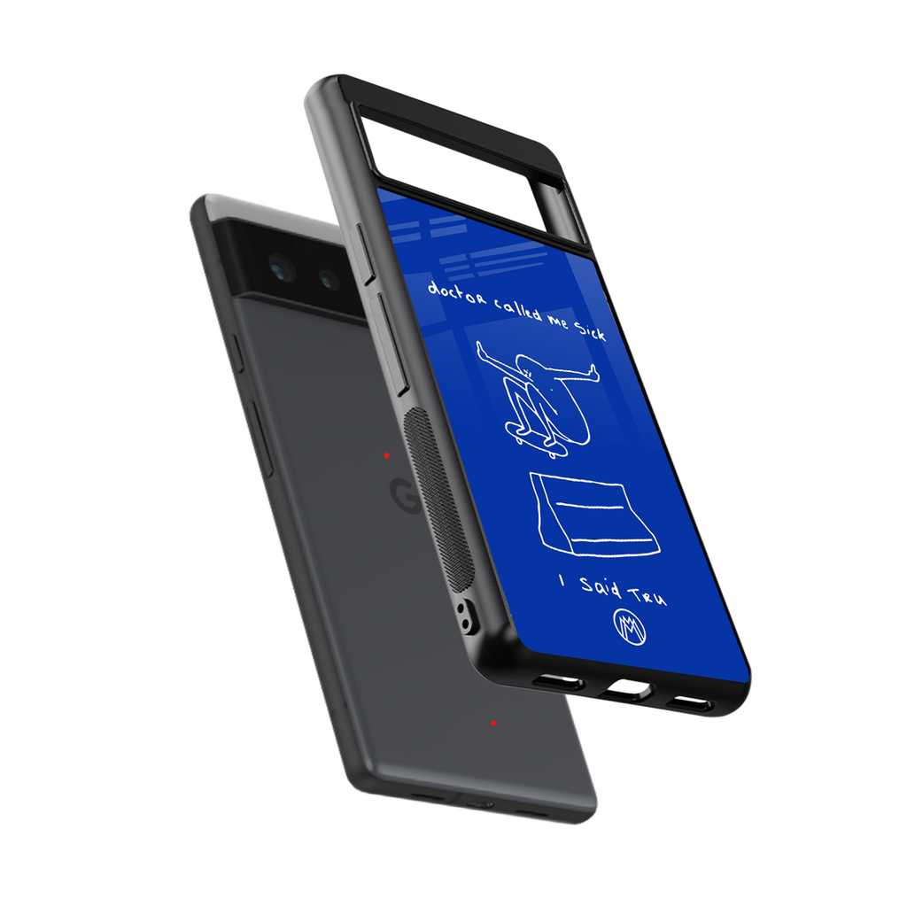 sick skateboarder blue doodle back phone cover | glass case for Google Pixel 6A