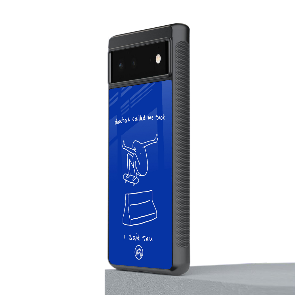 sick skateboarder blue doodle back phone cover | glass case for Google Pixel 6A