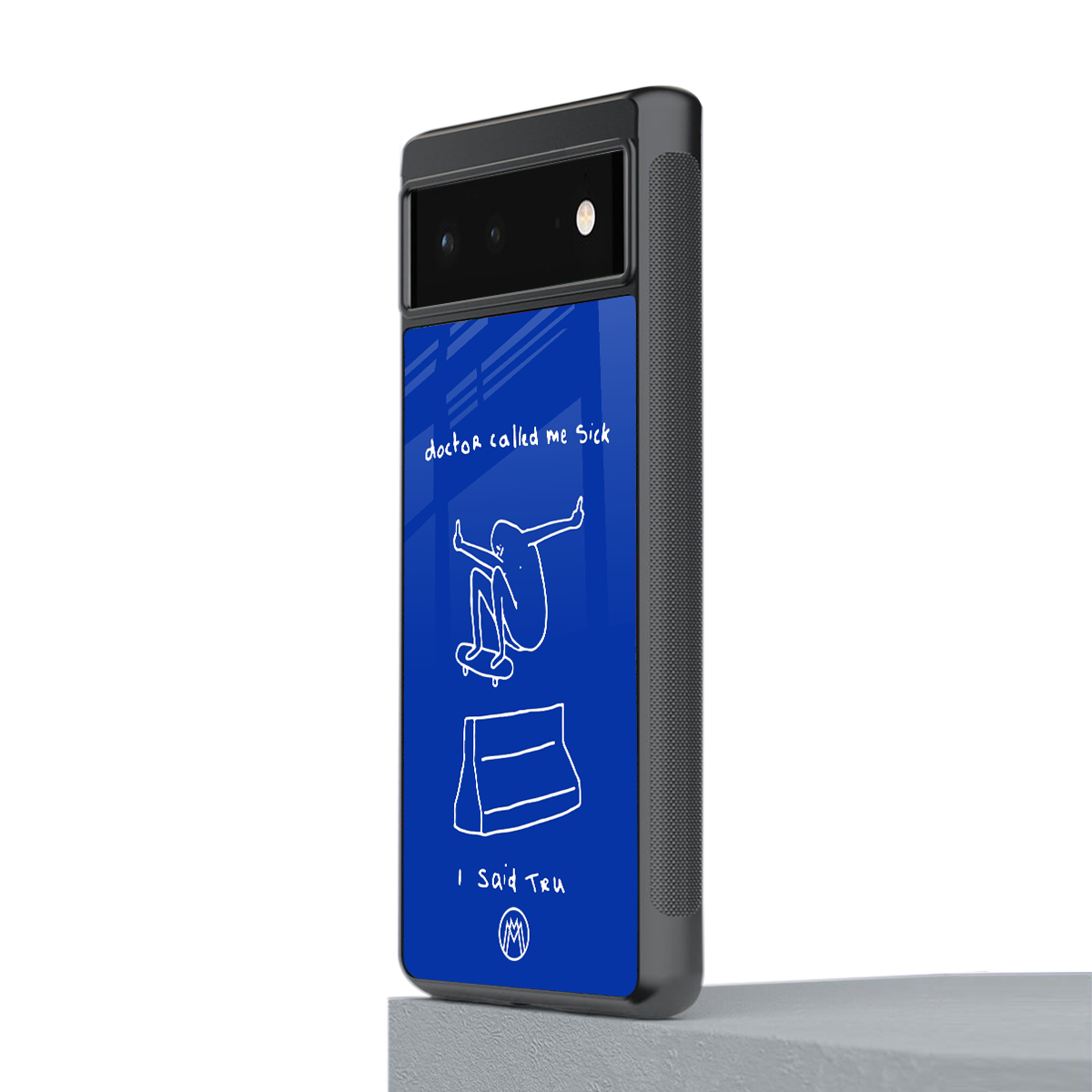 sick skateboarder blue doodle back phone cover | glass case for Google Pixel 6A