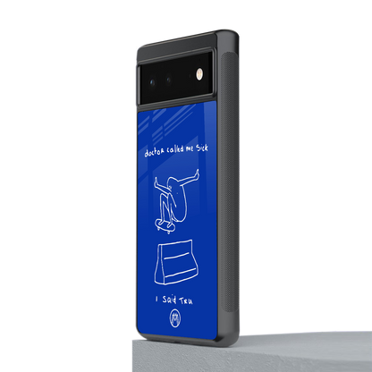 sick skateboarder blue doodle back phone cover | glass case for Google Pixel 6A