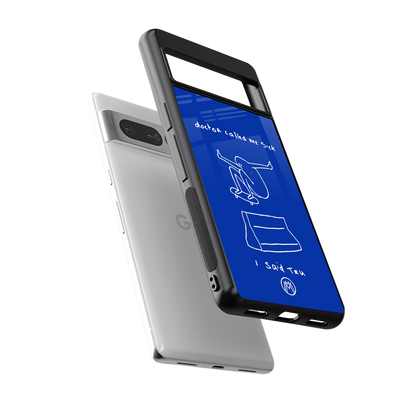 sick skateboarder blue doodle back phone cover | glass case for google pixel 7 pro