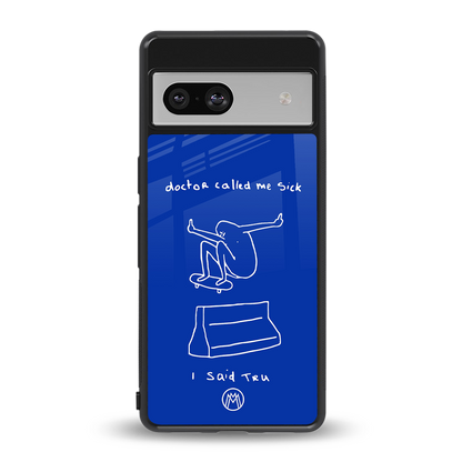 sick skateboarder blue doodle back phone cover | glass case for Google Pixel 7A