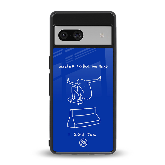 sick skateboarder blue doodle back phone cover | glass case for Google Pixel 7A