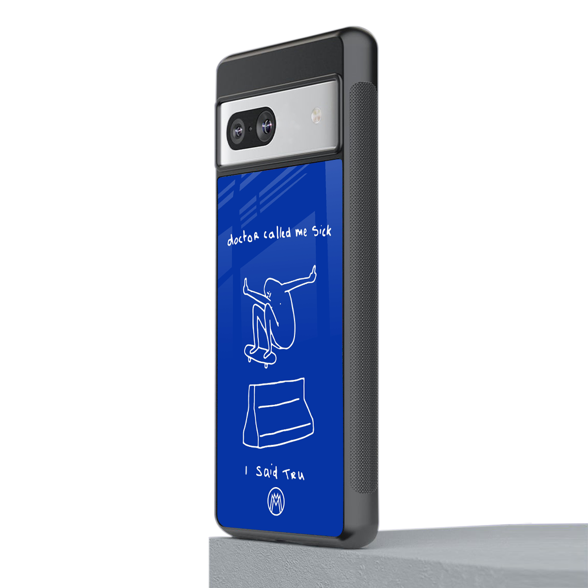 sick skateboarder blue doodle back phone cover | glass case for Google Pixel 7