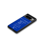 sick skateboarder blue doodle back phone cover | glass case for google pixel 8 pro