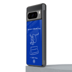 sick skateboarder blue doodle back phone cover | glass case for google pixel 8 pro