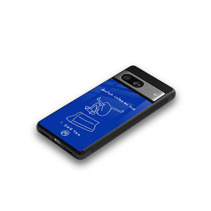 sick skateboarder blue doodle back phone cover | glass case for Google Pixel 8