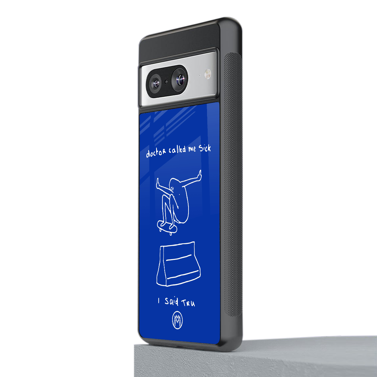 sick skateboarder blue doodle back phone cover | glass case for Google Pixel 8
