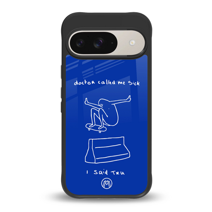 sick skateboarder blue doodle back phone cover | glass case for google pixel 9