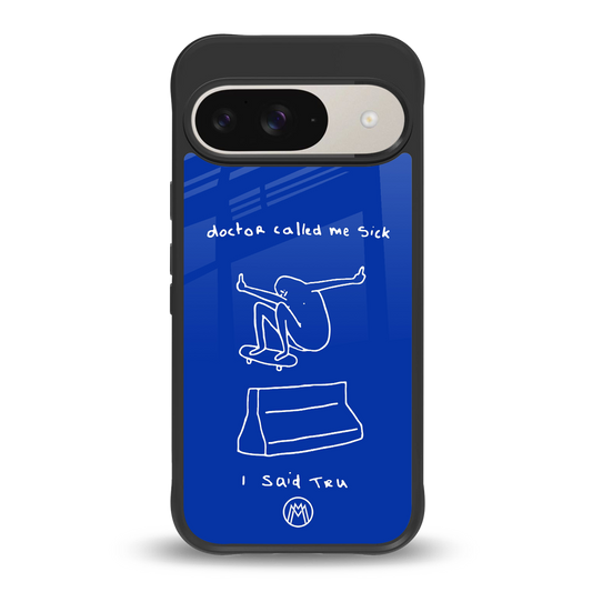 sick skateboarder blue doodle back phone cover | glass case for google pixel 9