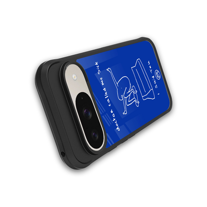 sick skateboarder blue doodle back phone cover | glass case for google pixel 9