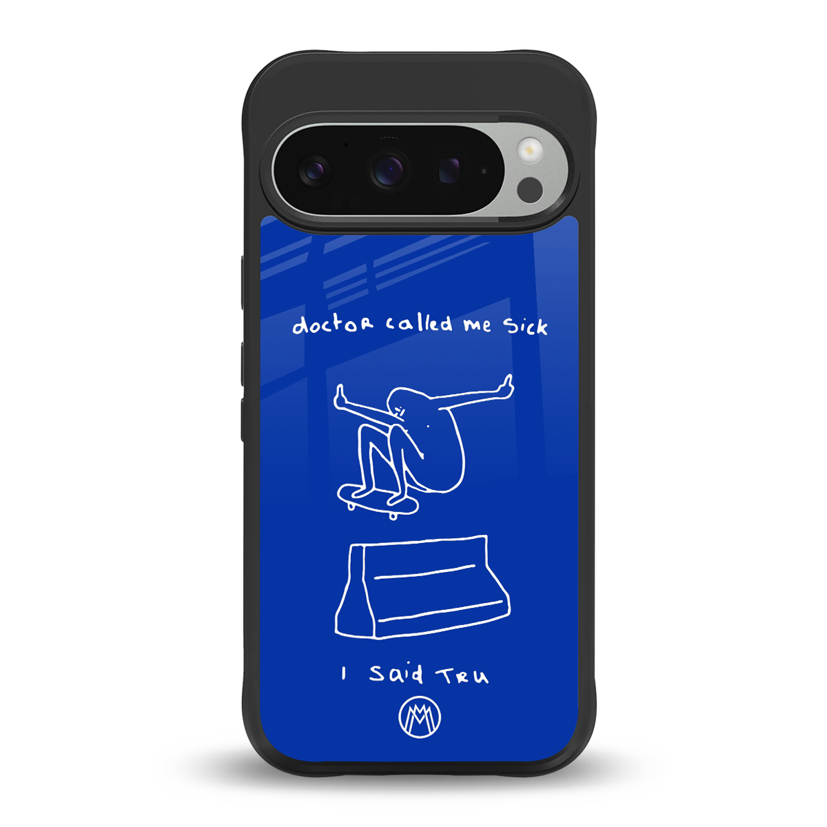 sick skateboarder blue doodle back phone cover | glass case for google pixel 9 pro