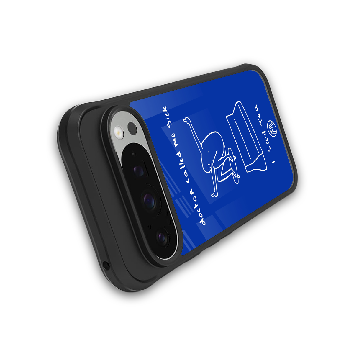 sick skateboarder blue doodle back phone cover | glass case for google pixel 9 pro