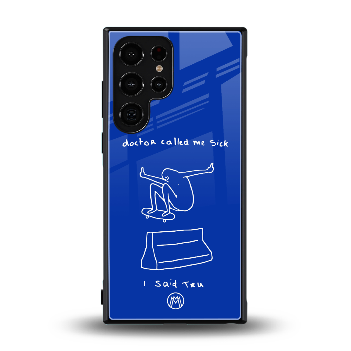 sick skateboarder blue doodle back phone cover | glass case for samsung galaxy s24 ultra