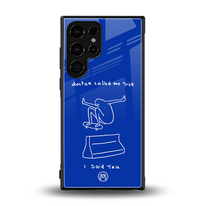 sick skateboarder blue doodle back phone cover | glass case for samsung galaxy s24 ultra