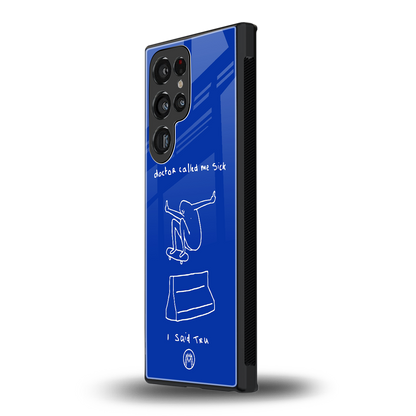 sick skateboarder blue doodle back phone cover | glass case for samsung galaxy s24 ultra
