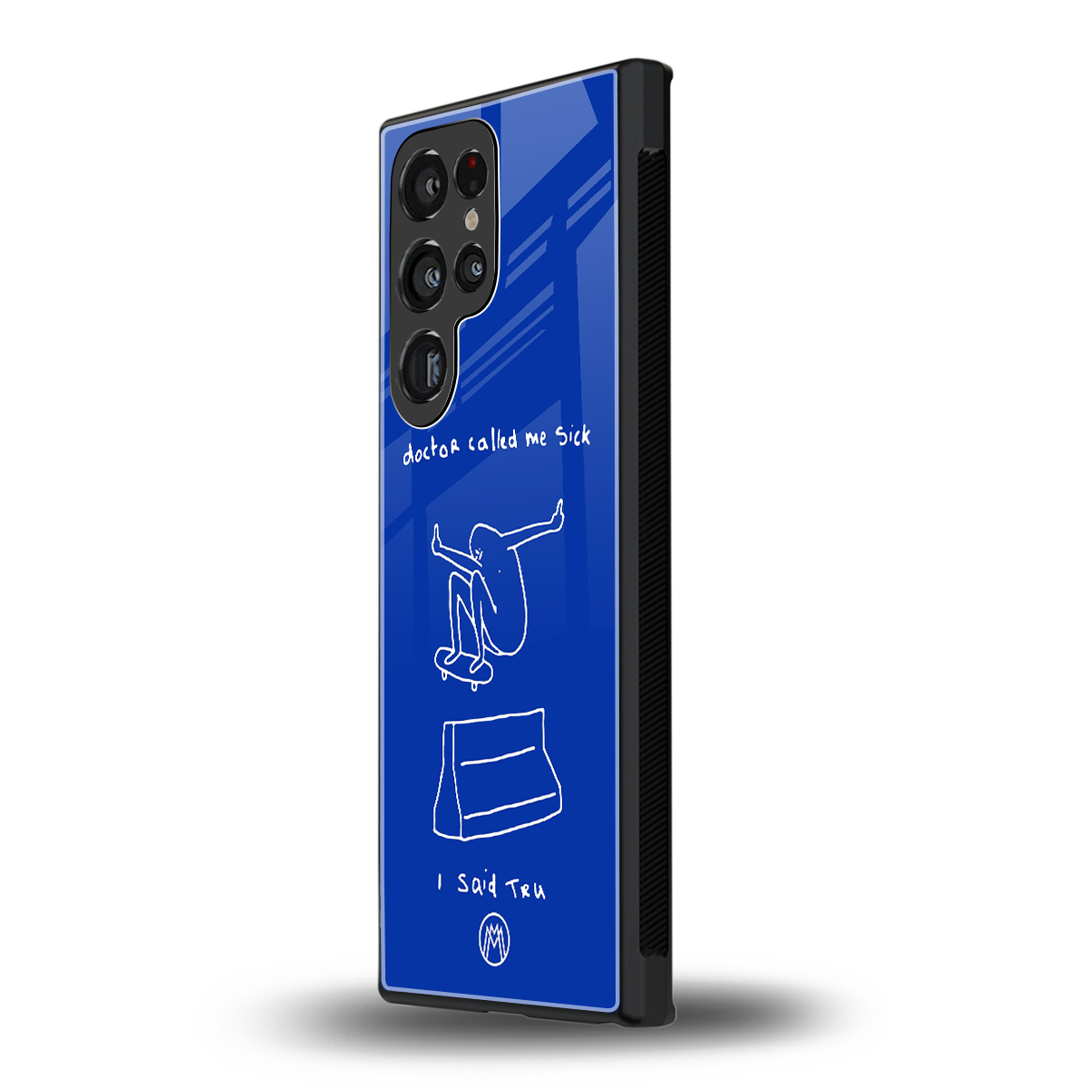 sick skateboarder blue doodle back phone cover | glass case for samsung galaxy s23 ultra