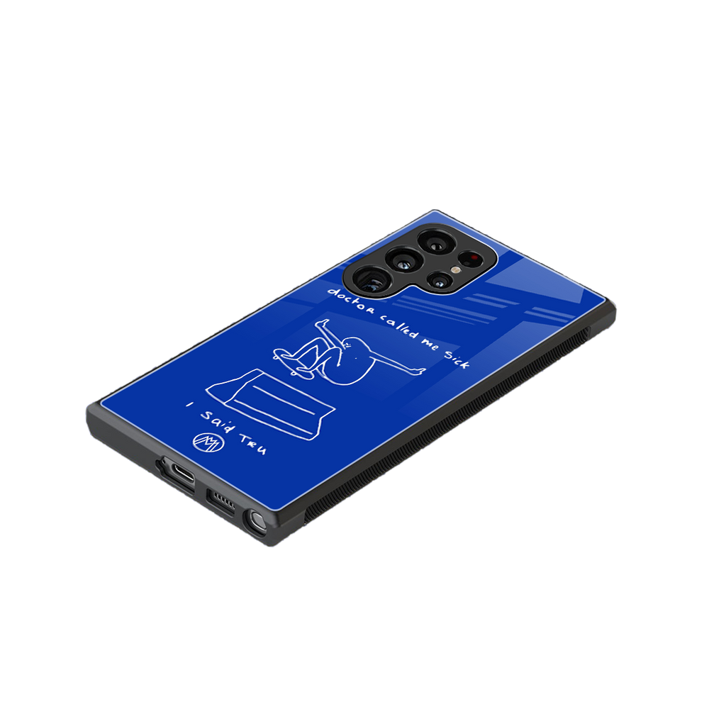 sick skateboarder blue doodle back phone cover | glass case for samsung galaxy s23 ultra
