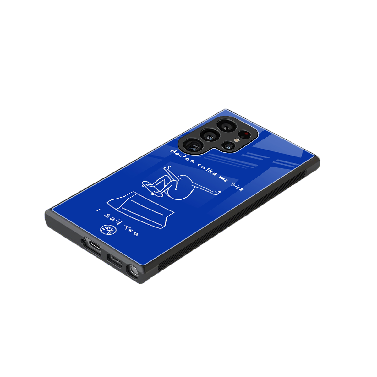 sick skateboarder blue doodle back phone cover | glass case for samsung galaxy s23 ultra