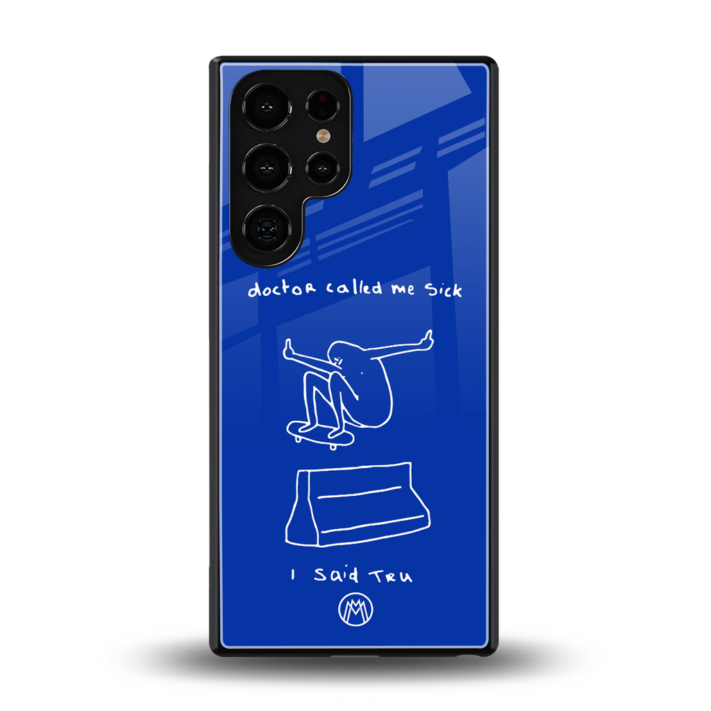 sick skateboarder blue doodle back phone cover | glass case for samsung galaxy s25 ultra