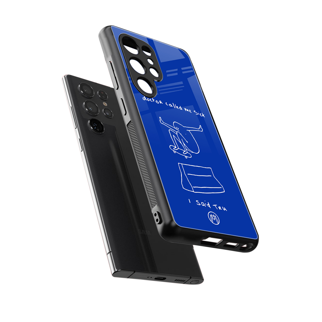sick skateboarder blue doodle back phone cover | glass case for samsung galaxy s25 ultra