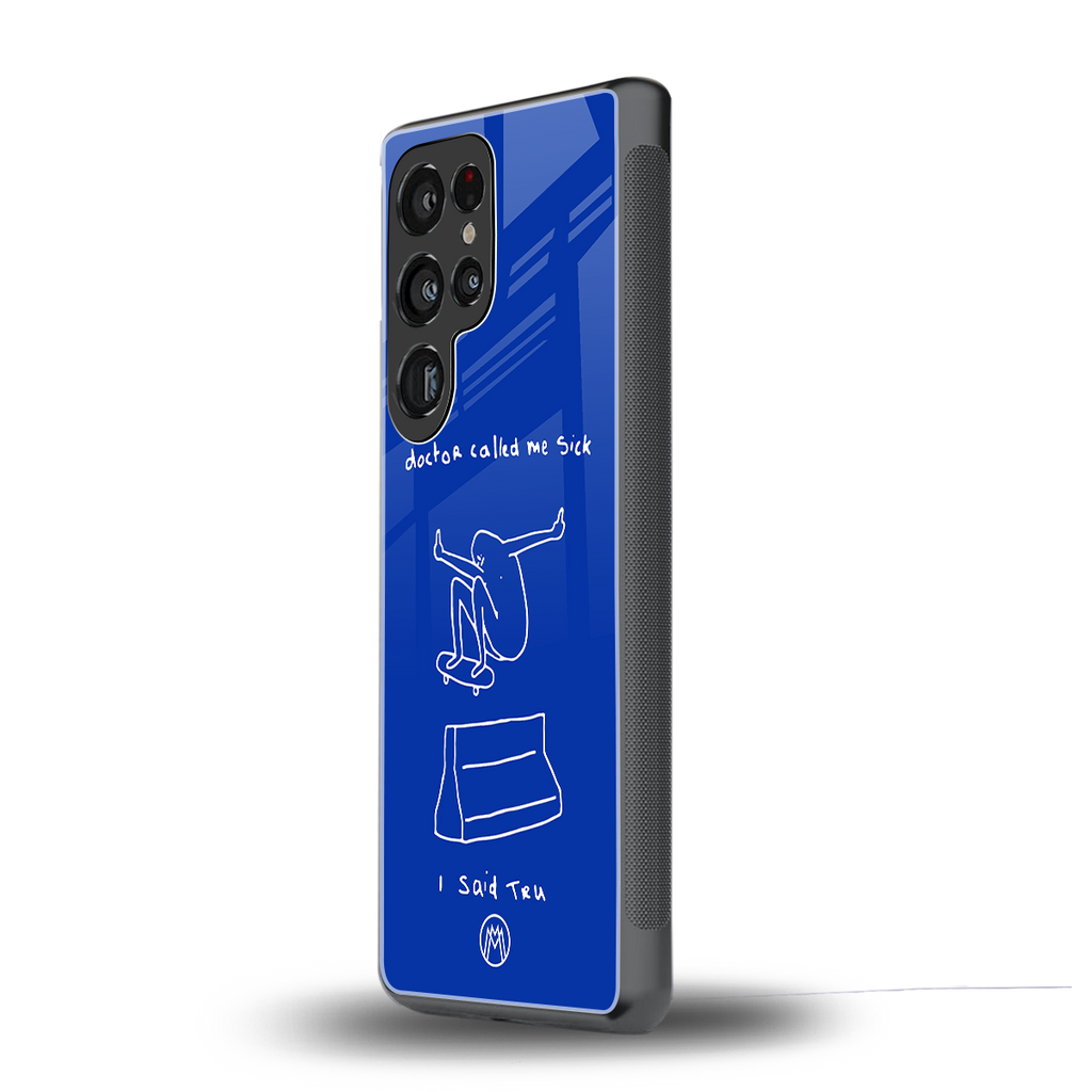 sick skateboarder blue doodle back phone cover | glass case for samsung galaxy s25 ultra