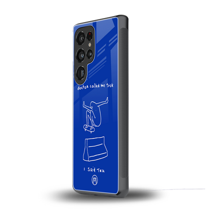 sick skateboarder blue doodle back phone cover | glass case for samsung galaxy s25 ultra