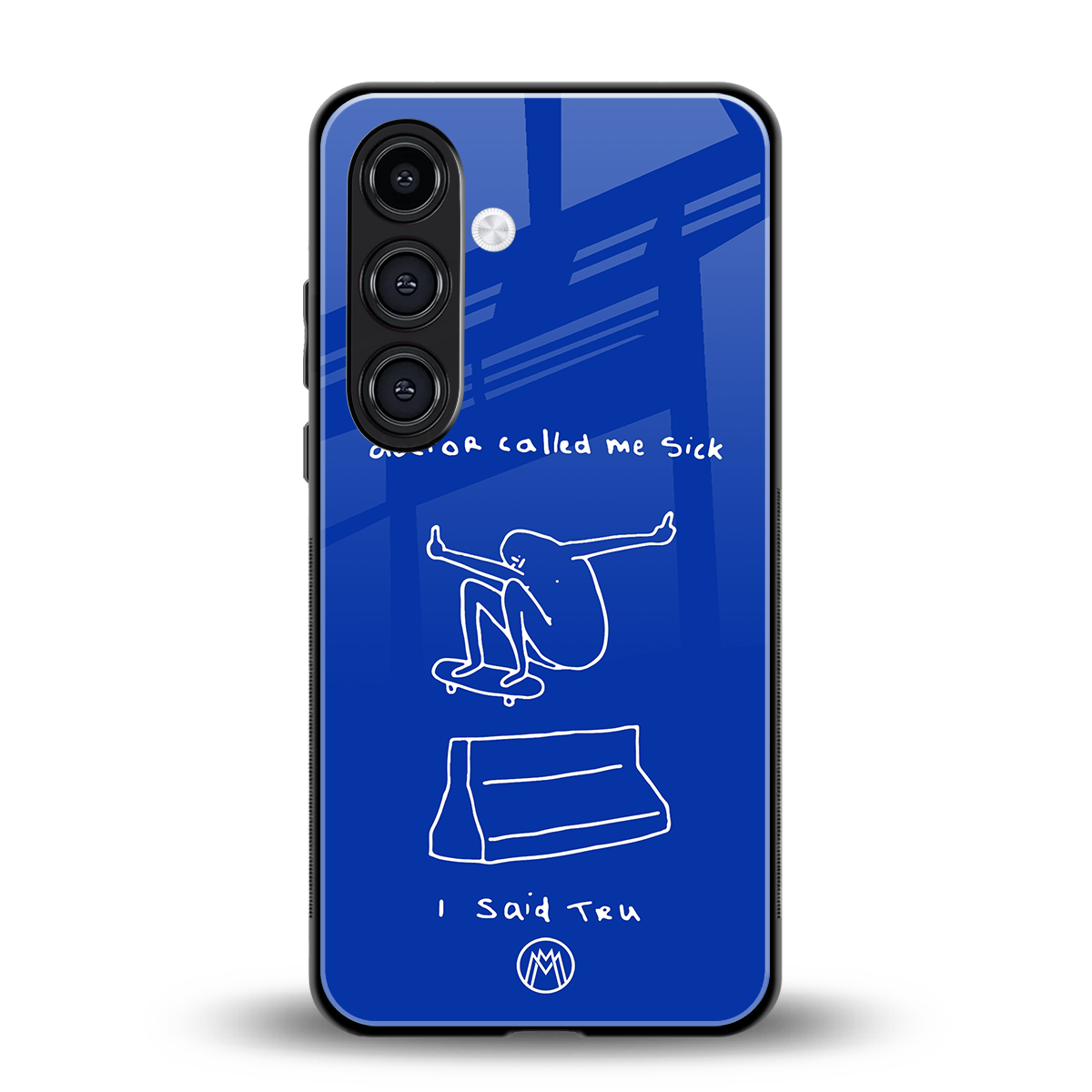 sick skateboarder blue doodle back phone cover | glass case for samsung galaxy s23 plus