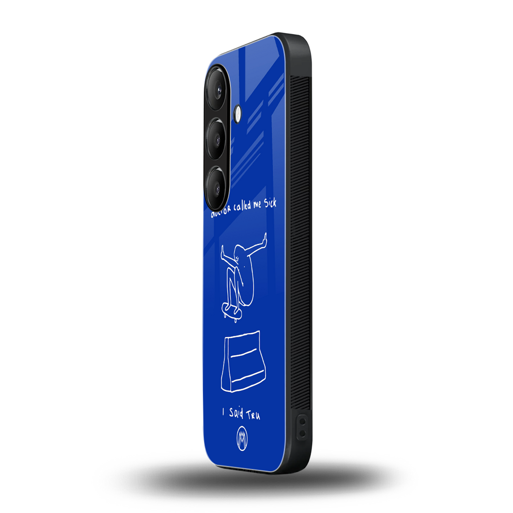 sick skateboarder blue doodle back phone cover | glass case for samsung galaxy s25