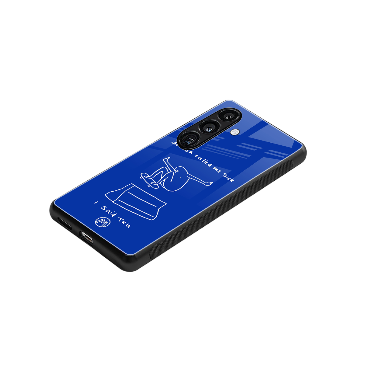 sick skateboarder blue doodle back phone cover | glass case for samsung galaxy s24