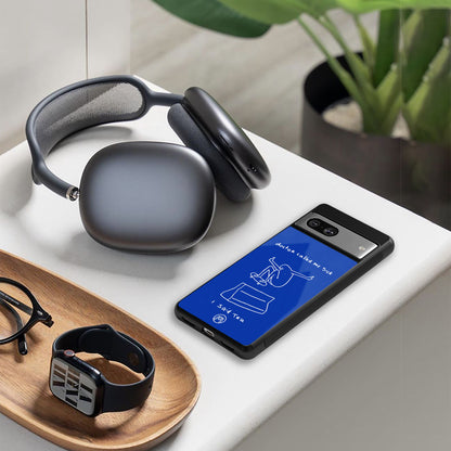 sick skateboarder blue doodle back phone cover | glass case for Google Pixel 8