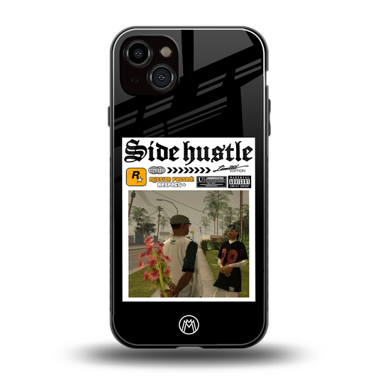 side hustle back phone cover | glass case for iphone 15 plus