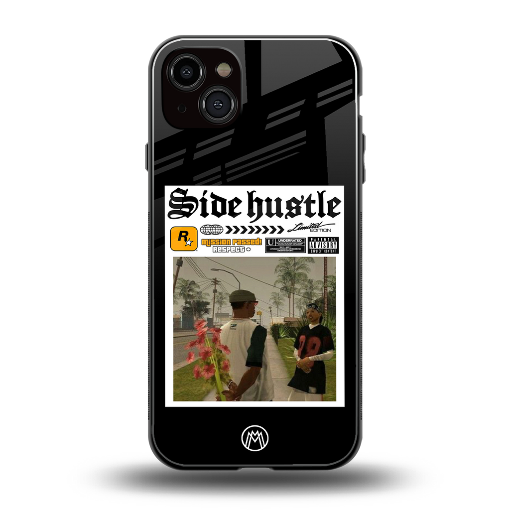 side hustle back phone cover | glass case for iphone 14 plus