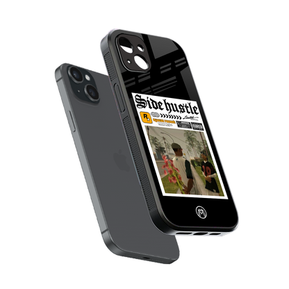 side hustle back phone cover | glass case for iphone 15 plus