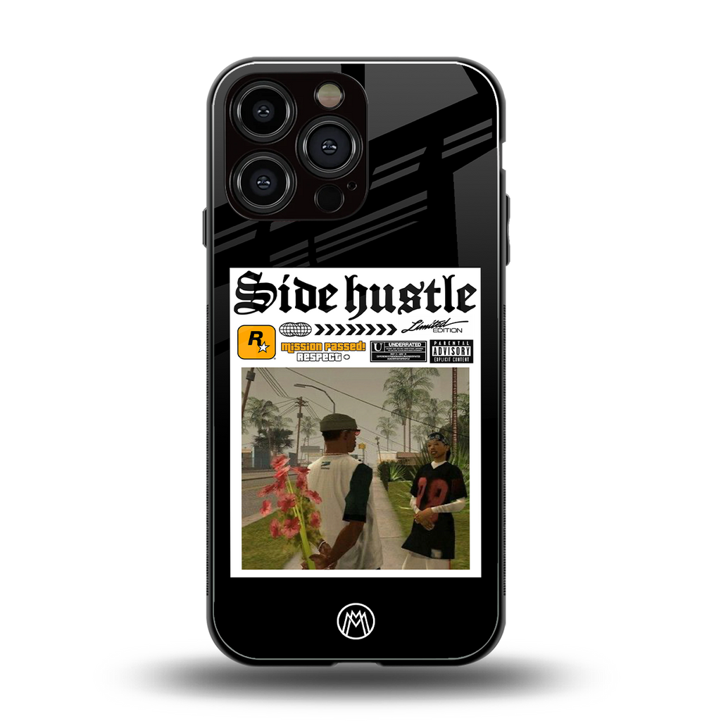 side hustle back phone cover | glass case for iphone 16 pro max