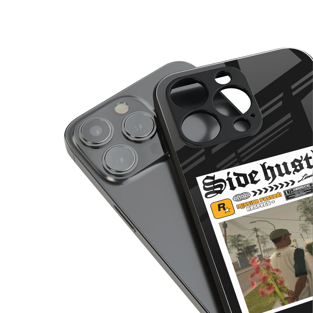 side hustle back phone cover | glass case for iphone 16 pro