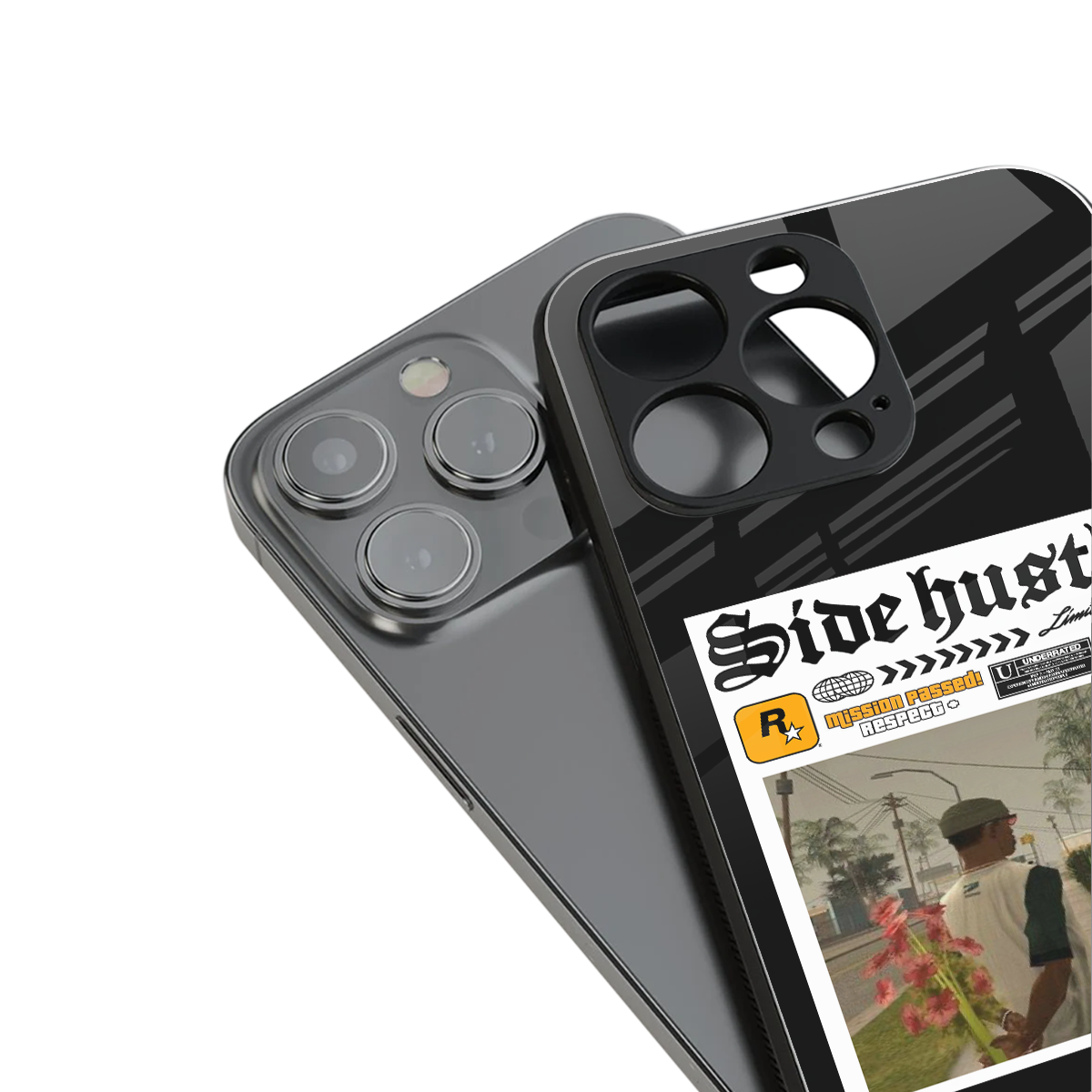 side hustle back phone cover | glass case for iphone 14 plus